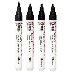 Kreul Glas- und Porzellanmalstifte Handlettering Set mit 4 Stiften in Schwarz mit versch. Spitzen.