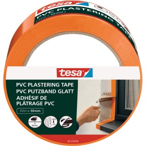 Nastro per intonaco in PVC Tesa arancione, 33m x 50mm, per esterni.