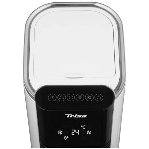Rafraîchisseur d'air Trisa Hydro Chill X81 Max, vue détaillée du panneau de commande avec écran tactile.