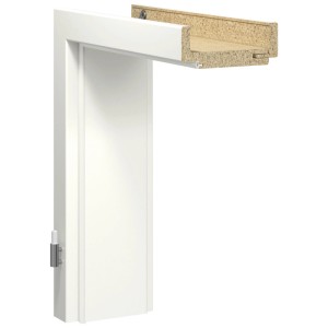 Telaio porta GetaDoor, laccato bianco brillante, 201,5x85x8cm, battuta a destra. Telaio bianco liscio.