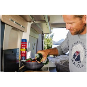 Support pour extincteur aérosol Abus AFS625 en plastique noir pour montage mural dans un camping-car.