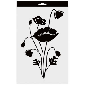 Stencil Aladine Papavero, 20x30 cm, per progetti decorativi creativi.