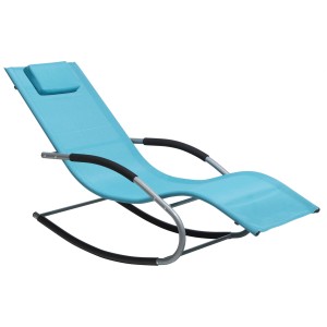 Bain de soleil à bascule de jardin Beliani Carano turquoise avec structure en acier.
