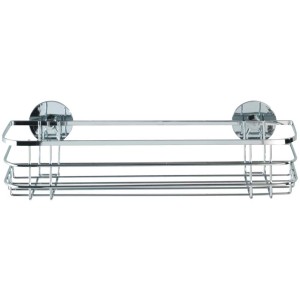 Étagère Maxi Wenko en acier inoxydable brillant avec fixation Turbo-Loc, pour salle de bain et douche.