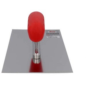 Cazzuola lisciatrice 280x130 mm con impugnatura morbida rossa per lavori di intonacatura e muratura.