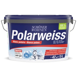 Secchio di pittura murale opaca Schöner Wohnen Polarweiss, 5 litri, per interni.
