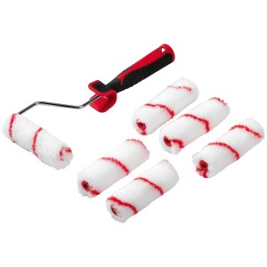 Farbroller-Set, 7-teilig, für Dispersionsfarben, mit Griff und 6 Walzen.