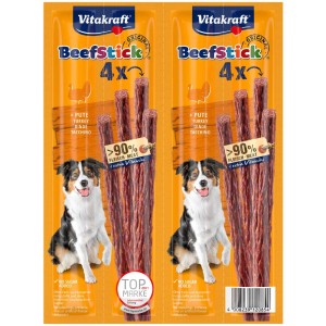 Vitakraft Beef Stick Tacchino, 4 pezzi: Snack masticabili per cani con alto contenuto di carne e vitamine.