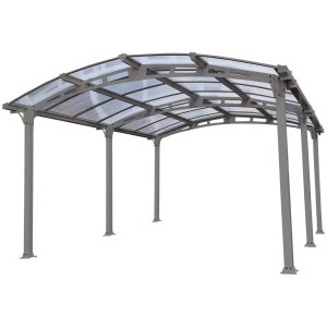 Carport Arcadia 5000 in Anthrazit mit Polycarbonat-Dach und Aluminium-Stahl-Konstruktion.