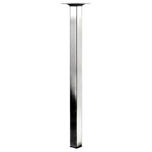 Gamba per tavolo Hettich, alta 400 mm, effetto acciaio inox, quadrata, per costruzione mobili.