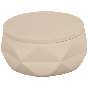 Kleine Wolke Barattolo Crackle, sabbia beige, in poliresina con design sfaccettato e coperchio.