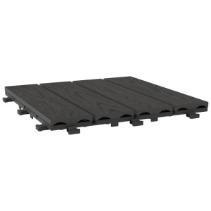 Dalle clipsable WPC aspect bois anthracite, 30x30 cm, pour terrasse et balcon.