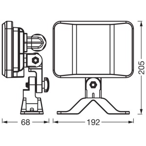 Disegno tecnico: Faretto da esterno a LED Osram Endura, 19,2 x 20,5 cm, 50 W, per montaggio come applique da esterno.