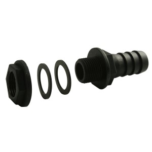 Set da 2 raccordi per fusti Marley 19mm (3/4) per grondaie in plastica, dettaglio.