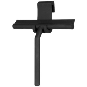 Tergivetro doccia in silicone nero con supporto, 21x24,5 cm, per bagno e doccia.