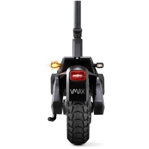 Vue arrière du Vmax E-Scooter VX4 LT noir avec feu arrière et profil du pneu.