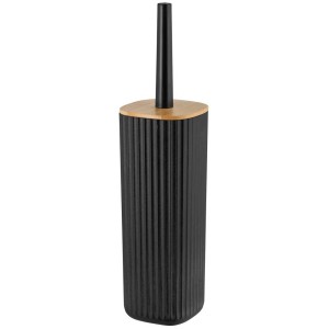 Wenko WC-Garnitur Rotello, schwarz, mit Bambusdeckel. Moderne WC-Bürste für das Badezimmer.