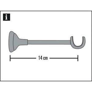 Support Gardinia Europa, ouvert, court, argent satiné, longueur 14 cm.