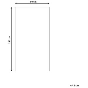 Diagramm: Masse des Beliani Outdoor-Teppichs Tavas 80x150 cm. Rechteckige Form für Terrasse & Balkon.
