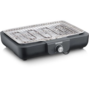 Griglia da tavolo Severin con griglia in acciaio inox, controllo temperatura per barbecue elettrici.