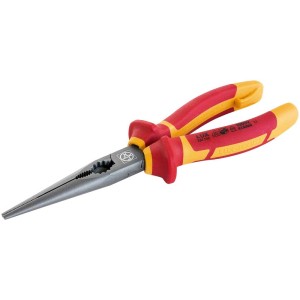 Pinza a telefono LUX-Tools, 200 mm, con manici isolati rosso-gialli per lavori elettrici.