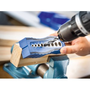 LUX-TOOLS Dima di foratura Maxi in uso: foratura con trapano nel pezzo. Accessorio per forature precise.