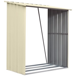 Bûcher en métal beige Globel 5x3, étagère à bois d'extérieur.