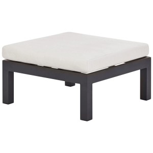 Beliani Messina pouf, parte del set divano angolare da giardino, alluminio nero, cuscino bianco crema.