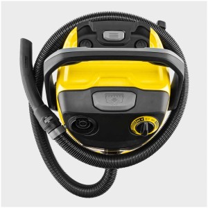 Aspirateur eau et poussière Kärcher WD 5 S V-25/6/22, design jaune et noir, avec enroulement du tuyau.