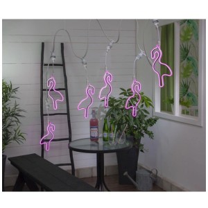 Guirlande lumineuse LED Flamant rose Star Trading, E27, 8W, blanc. Applique décorative pour intérieur et extérieur.