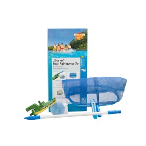 Kit de nettoyage de piscine Summer Fun Starter avec aspirateur, épuisette, tuyau et accessoires.