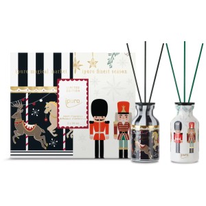 Ipuro Raumduft-Set Limited Edition mit 2 Duftflakons (je 50ml) im festlichen Design mit Nussknacker Motiven.