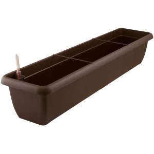 Jardinière marron Aqua Andalucia 100cm avec système d'arrosage et indicateur de niveau d'eau.