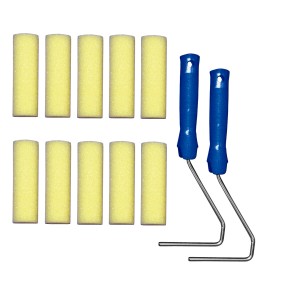 Set di rulli in schiuma fine LUX, 12 pezzi: 10 rulli in schiuma e 2 staffe per verniciare.