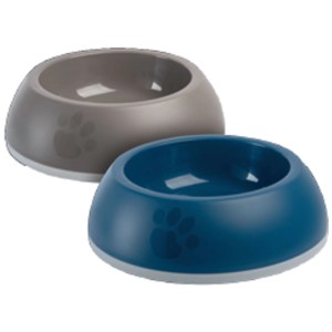 Due ciotole per cani Vitakraft For You in plastica colorata, 600 ml ciascuna, con impronta di zampa.