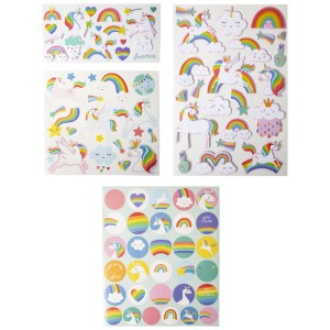 I Am Creative Sticker-Set Magic mit Einhörnern, Regenbögen und Sternen auf 4 Bögen.