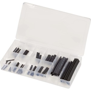 Set di tubi termoretraibili da 63 pezzi in scatola di assortimento, varie dimensioni per l'isolamento dei cavi.