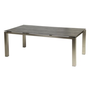 Tavolo da giardino Acamp Auris con piano in ceramica Metalica e struttura in acciaio inox.