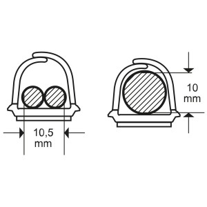 Section transversale de la goulotte de câbles auto-adhésive Cablefix, noire, 10x10,5mm, lot de 3