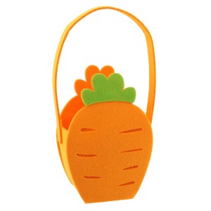 Decorazione pasquale: borsa in feltro arancione a forma di carota, 12x25x7 cm, ideale per piccoli regali di Pasqua.