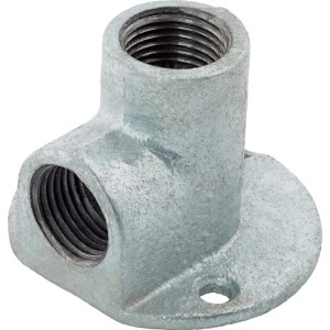 Raccordo in ghisa malleabile con piastra a muro, 18,6 mm (Rp 1/2), per installazione tubi.