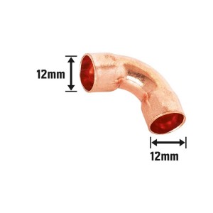 Curva a saldare in rame, Ø 12 mm, per tubi in rame.
