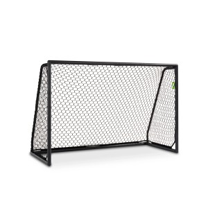 Porta da calcio Exit Scala in alluminio nero, 180x120 cm, con rete esagonale.