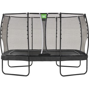 Trampolino nero EXIT Allure Premium, 214 x 366 cm, con rete di sicurezza.