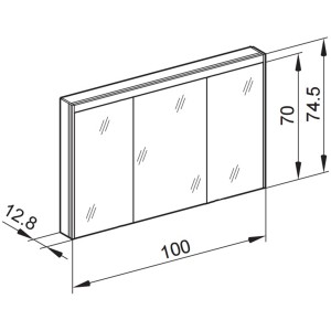 Schneider Armoire de toilette O-line LED 100 cm, blanc, 3 portes, avec dimensions.