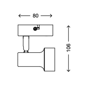 Disegno tecnico LED Spot, nickel opaco, 1xLED/GU10/3W, dimensioni 80x106mm, orientabile e girevole.