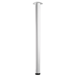 Gamba per tavolo Hettich bianca, Ø 75 x 1100-1130 mm, incl. piastra di montaggio per mobili.