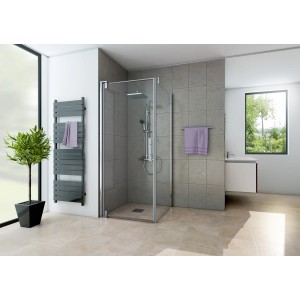 Breuer Europa Design Duschtür mit Seitenwand, Anschlag rechts, 8mm Glas für bodengleiche Dusche.