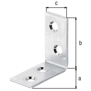 Staffa angolare per sedia in acciaio zincato, 30x14x30mm, set da 12, raccordo di collegamento con fori per viti.