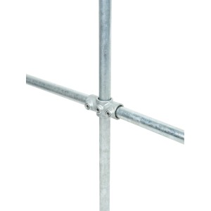 Croisillon, argent galvanisé, 90° pour tube acier Ø 2,7 cm. Connecteur pour construction de meubles style industriel.